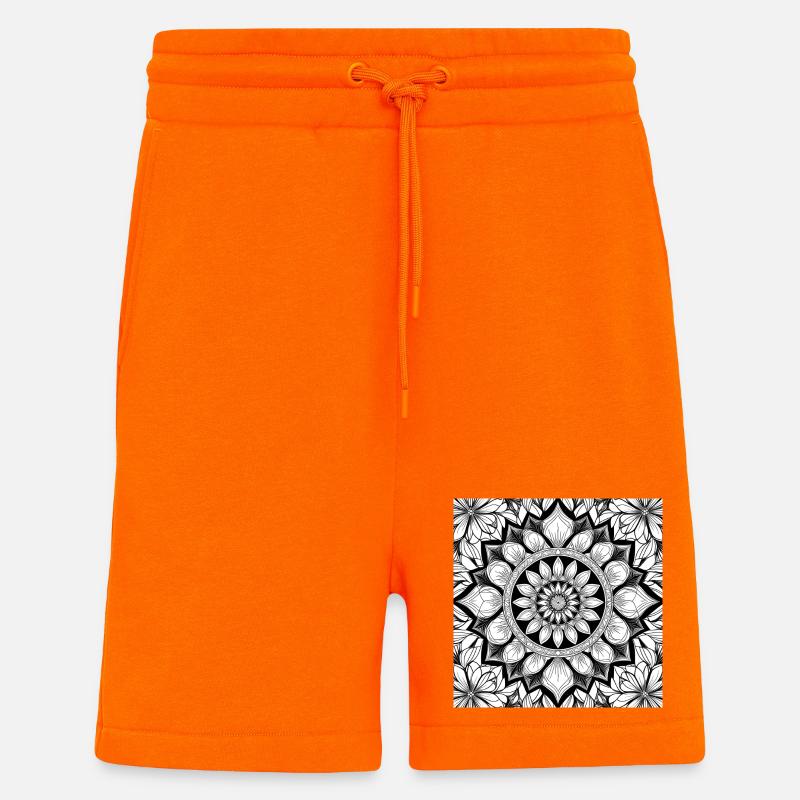 Blumenmuster Mandala Schwarz Weiß - Shorts - made by SPREAD - SUNSET ORANGE