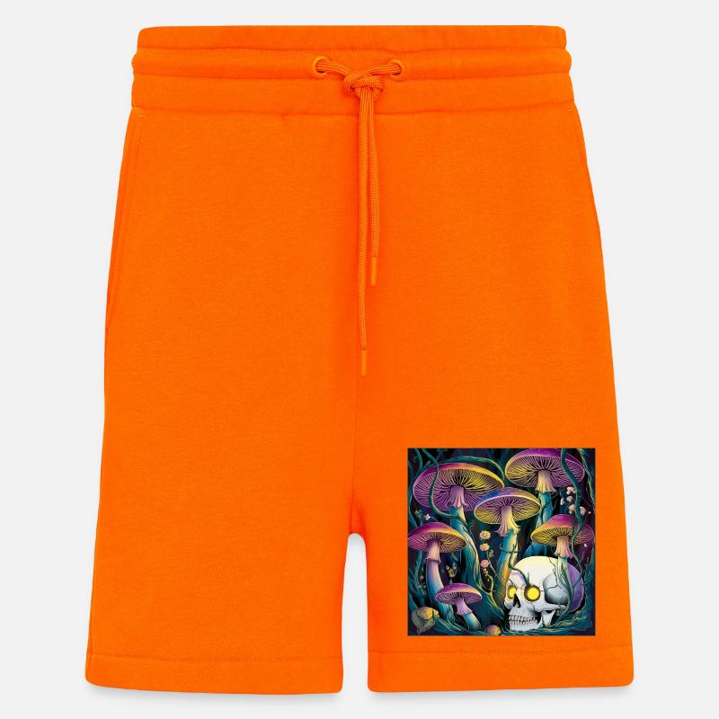 Neon Gothic Pilz Schädel Illustration - Shorts - made by SPREAD - SUNSET ORANGE