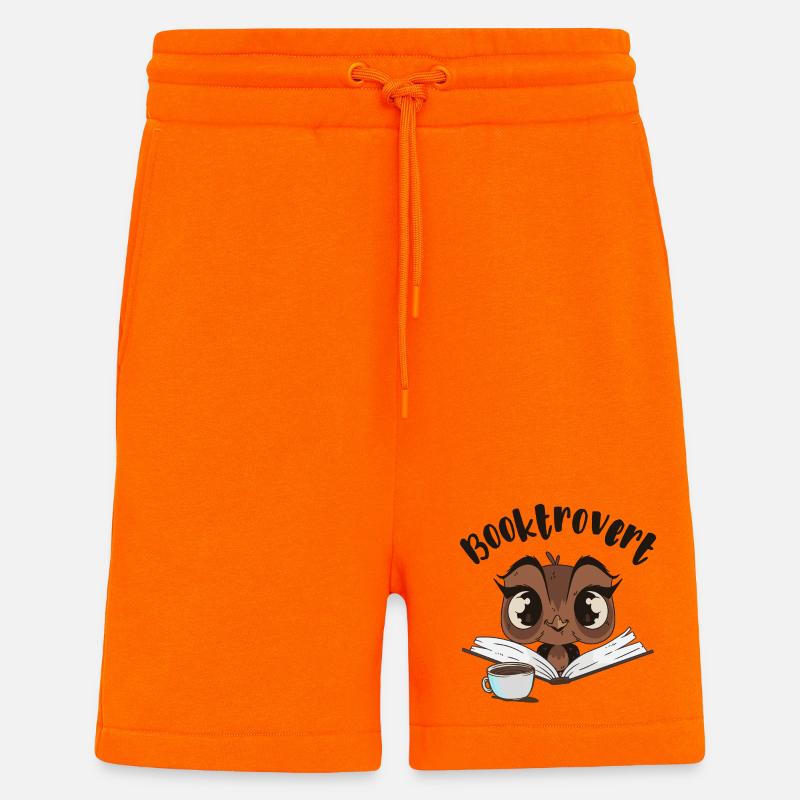 Booktrovert Eule mit Buch und Kaffee - Shorts - made by SPREAD - SUNSET ORANGE