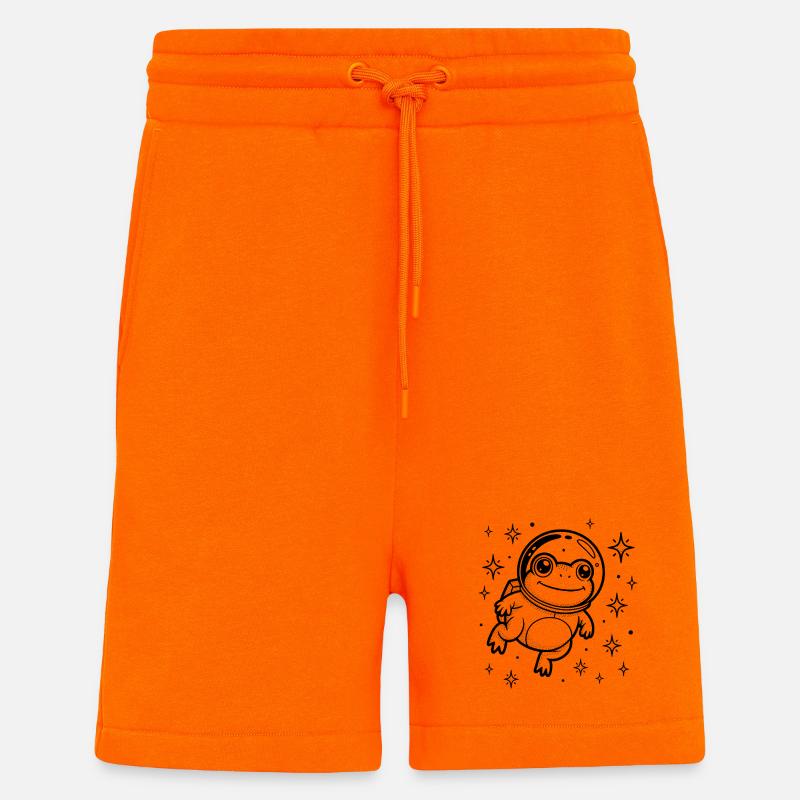 Grenouille dans l'espace - Logo Cool Astonomy - Short bio décontracté fabriqué en UE - SUNSET ORANGE