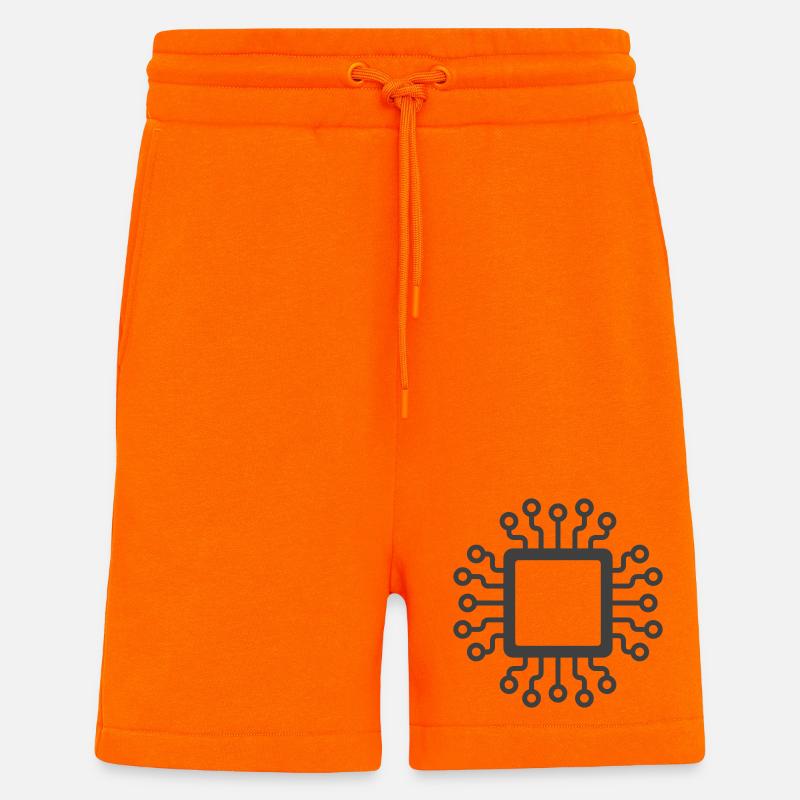 Microchip Circuit Icon Logo - Shorts - made by SPREAD - SUNSET ORANGE