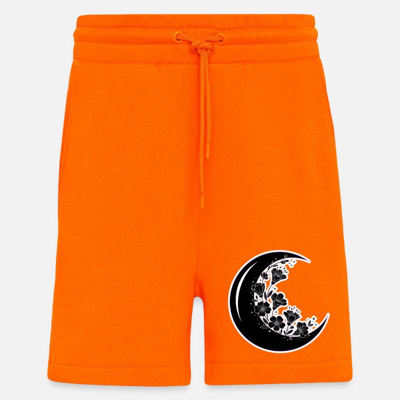 Floral Moon Phase Illustration - Shorts - made by SPREAD - SUNSET ORANGE