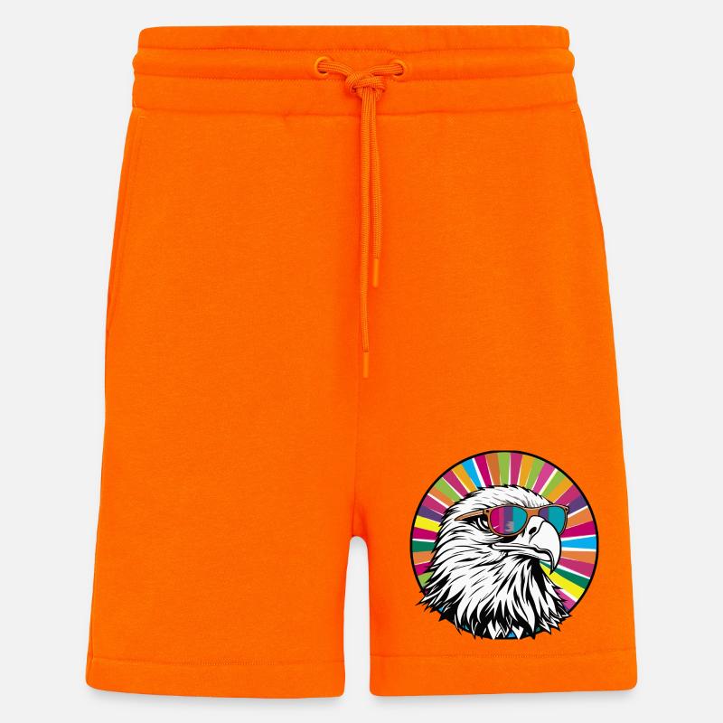Aigle avec des lunettes de soleil - Short bio décontracté fabriqué en UE - SUNSET ORANGE