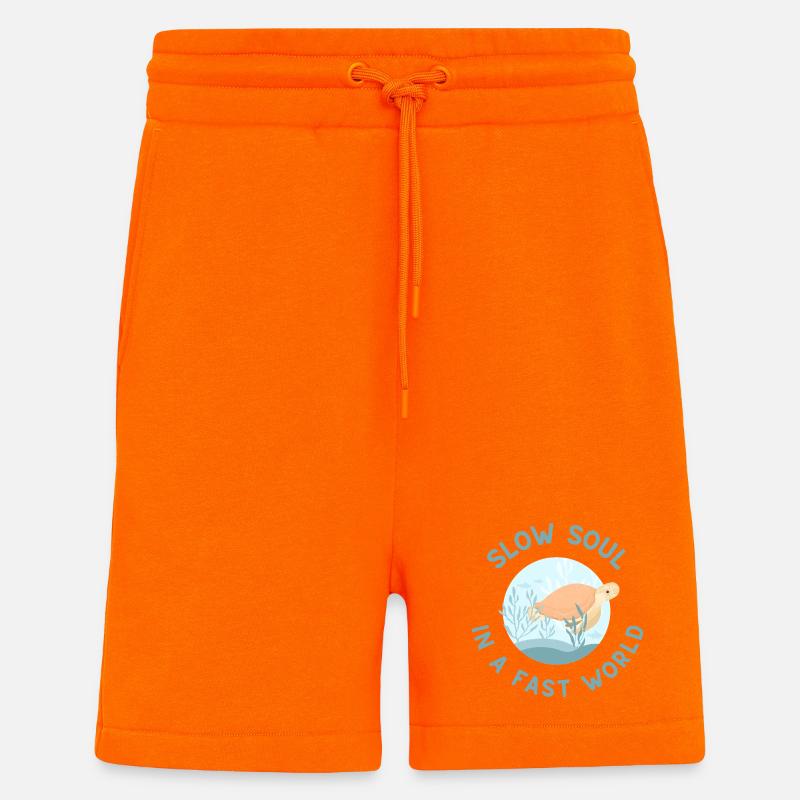 L’âme lente dans un monde rapide - Short bio décontracté fabriqué en UE - SUNSET ORANGE