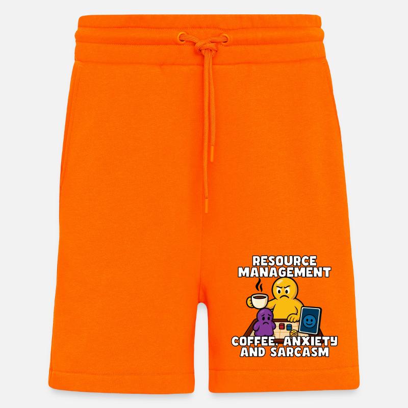 Gestion des ressources : café et anxiété - Short bio décontracté fabriqué en UE - SUNSET ORANGE