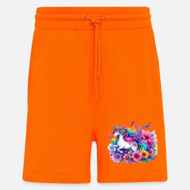 Regenbogen Blumen Einhorn - Shorts - made by SPREAD - SUNSET ORANGE