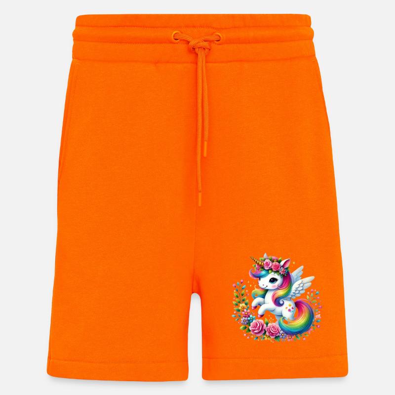 Regenbogen Fleur Einhorn - Shorts - made by SPREAD - SUNSET ORANGE