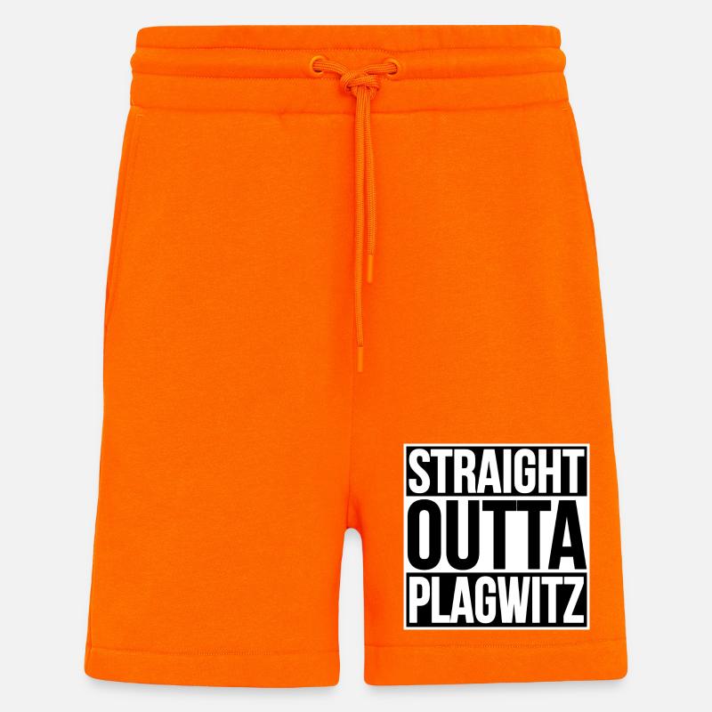 STRAIGHT OUTTA LEIPZIG PLAGWITZ - Shorts - made by SPREAD - SUNSET ORANGE