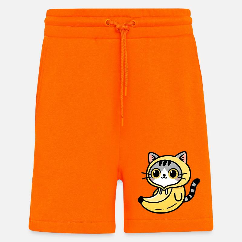 Kawaii Katze im bananengelben Kapuzenpullover - Shorts - made by SPREAD - SUNSET ORANGE