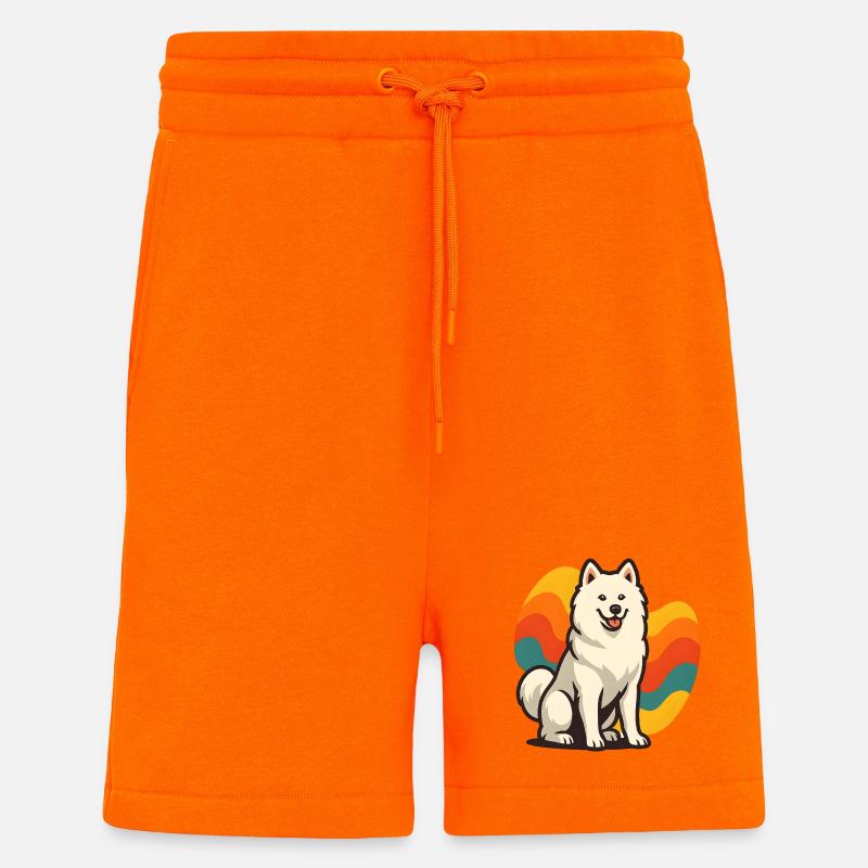 Samojede Hundeprisma Retro Wave - Shorts - made by SPREAD - SUNSET ORANGE