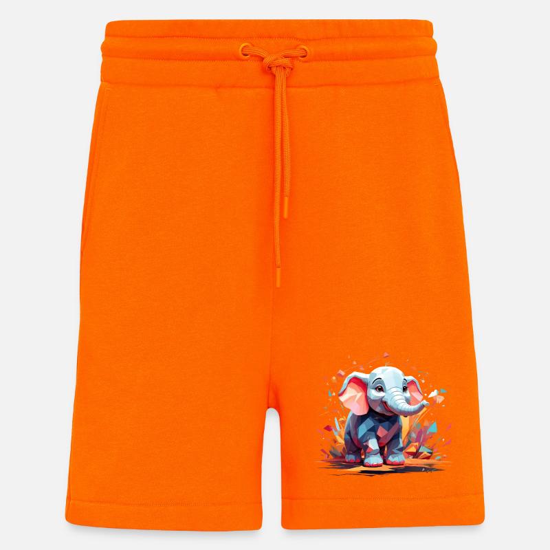 Explosion de couleur d’éléphant - Short bio décontracté fabriqué en UE - SUNSET ORANGE