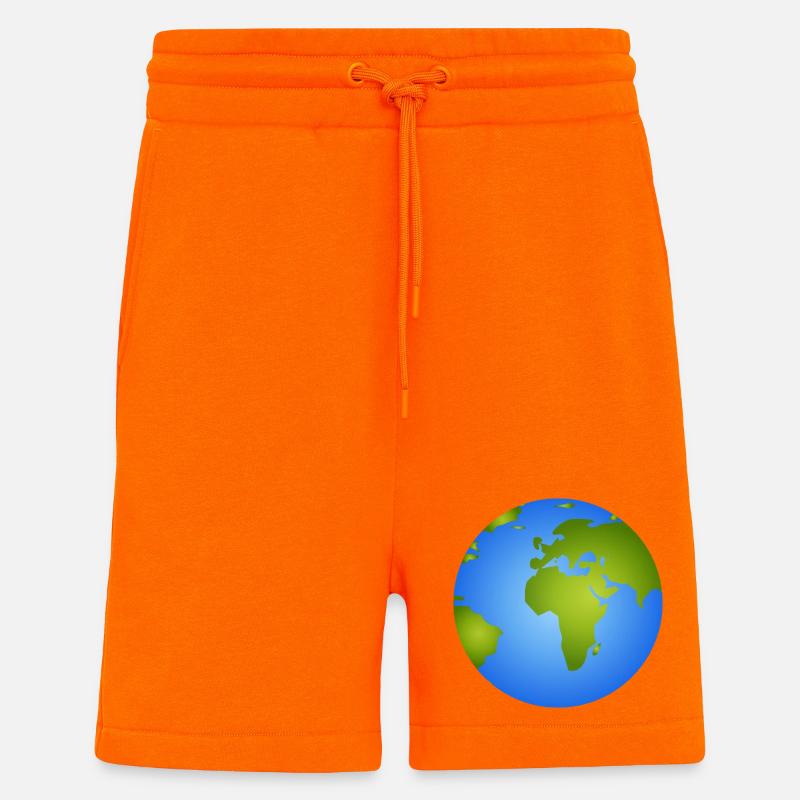 Terre bleue - Illustration de globe élégante - Short bio décontracté fabriqué en UE - SUNSET ORANGE