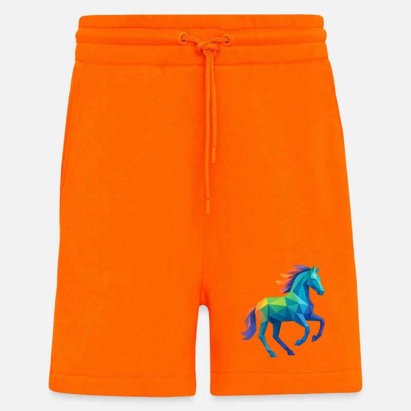 Buntes Low-Poly Pferd - Reiten - Shorts - made by SPREAD - SUNSET ORANGE
