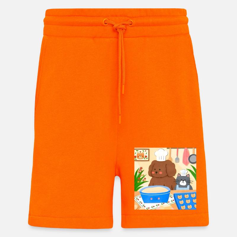 Illustration de boulanger mignon - Short bio décontracté fabriqué en UE - SUNSET ORANGE