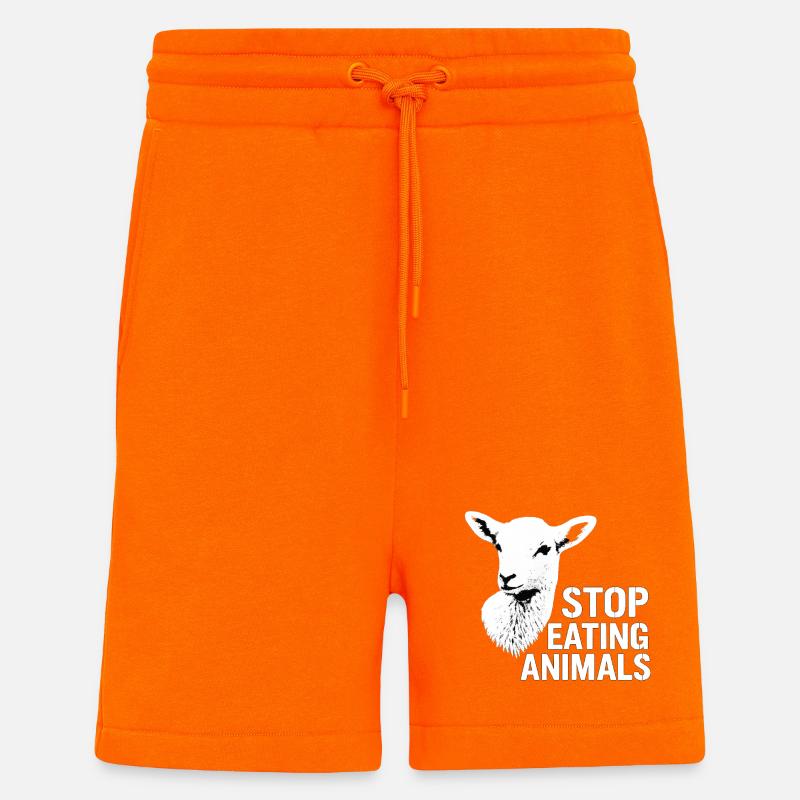 Stop Eating Animals Vegane Botschaft - Shorts - made by SPREAD - SUNSET ORANGE