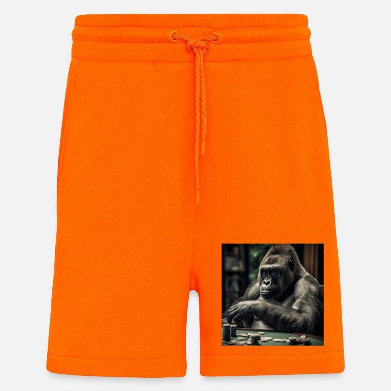 Gorilla am Pokertisch – Kaltblütiger Profi - Shorts - made by SPREAD - SUNSET ORANGE