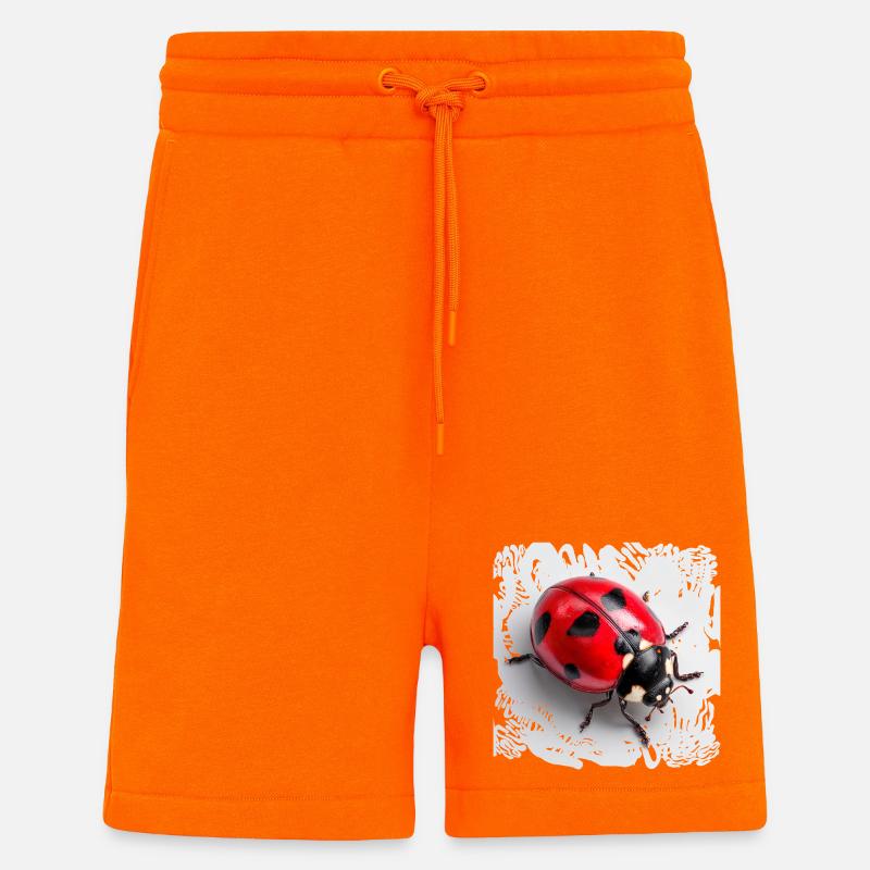 Red Ladybug Pattern Seven-Point - Shorts - made by SPREAD - SUNSET ORANGE