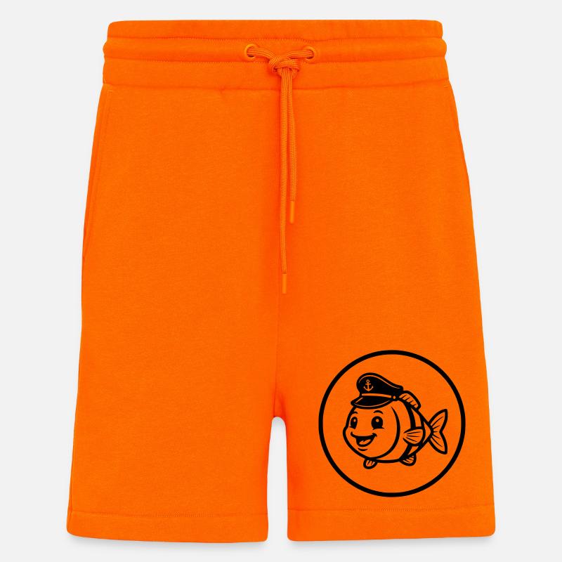 Drôle de Poisson Capitaine Casquette BD - Short bio décontracté fabriqué en UE - SUNSET ORANGE