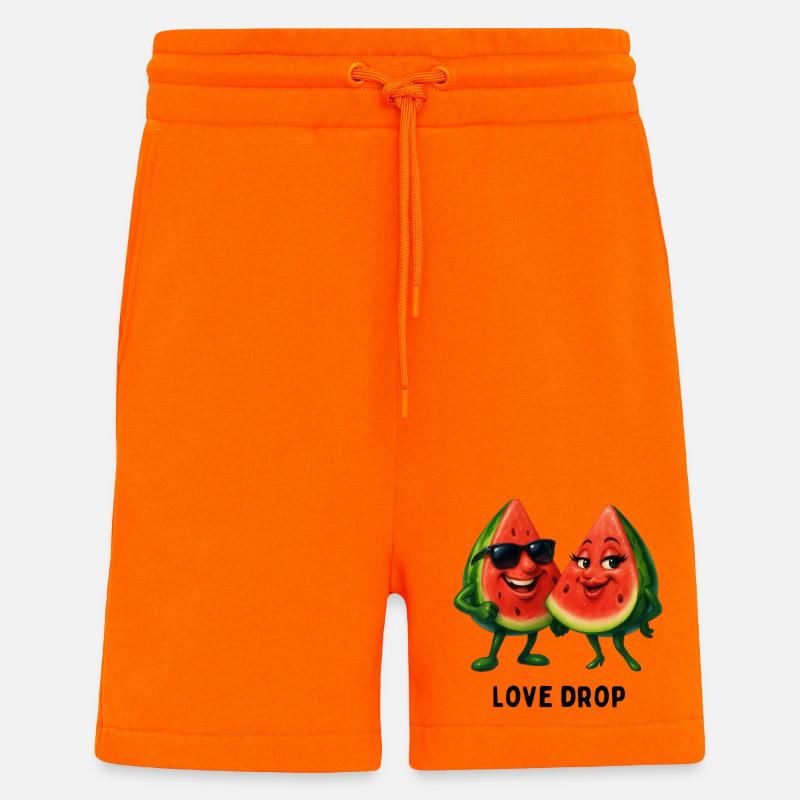 Duo pastèques Love Drop - Short bio décontracté fabriqué en UE - SUNSET ORANGE