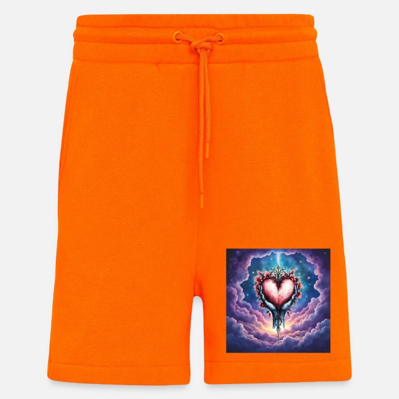 Ätherische Hände halten ein blumiges Herz - Shorts - made by SPREAD - SUNSET ORANGE
