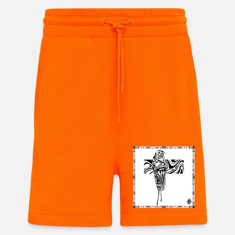 Perroquet abstrait en croix fluide - Short bio décontracté fabriqué en UE - SUNSET ORANGE