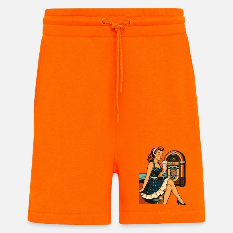 Rockabilly 50er Diner Milchshake Jukebox Retro  - Shorts - made by SPREAD - SUNSET ORANGE