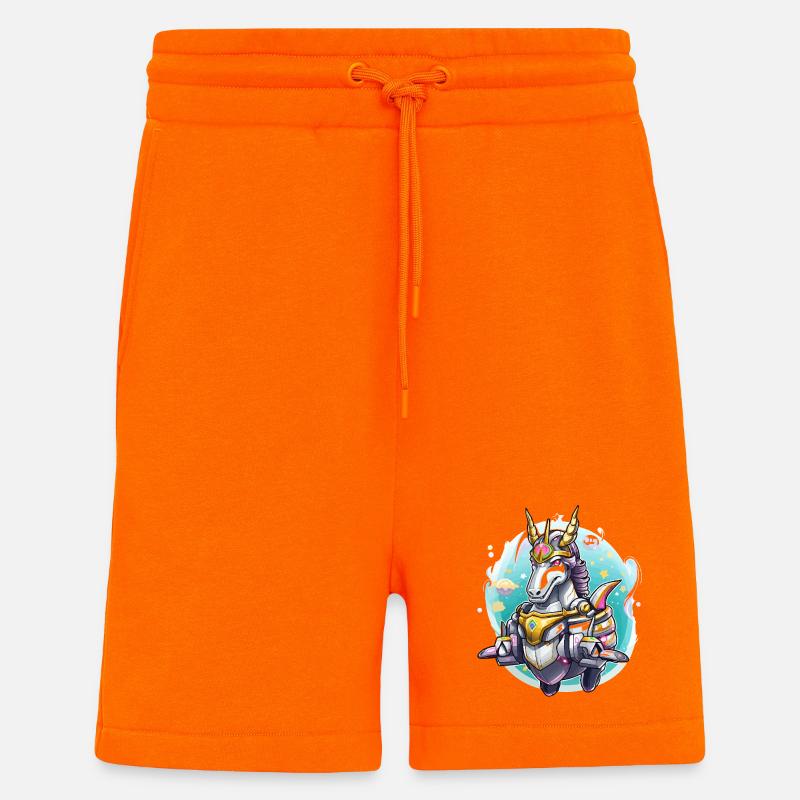 Guerrier Licorne Néon - Short bio décontracté fabriqué en UE - SUNSET ORANGE