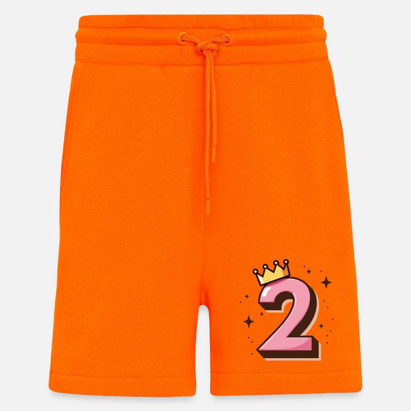 2e anniversaire Petite Princesse Couronne - Short bio décontracté fabriqué en UE - SUNSET ORANGE