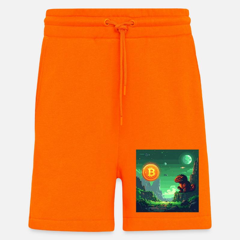 Odyssée Bitcoin dans l’espace - Short bio décontracté fabriqué en UE - SUNSET ORANGE