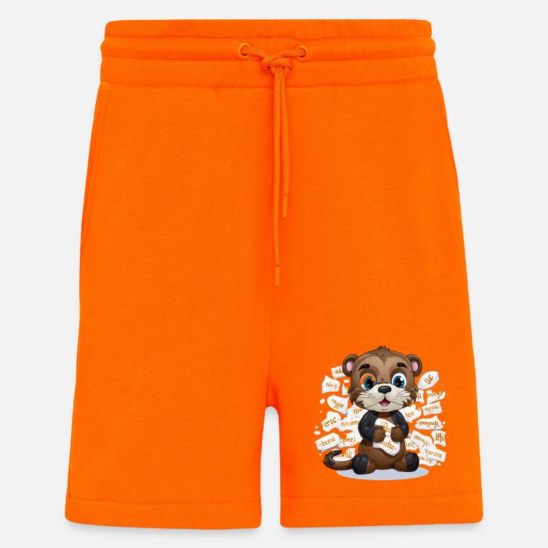 Learning otter with paper chaos - Shorts - made by SPREAD - SUNSET ORANGE