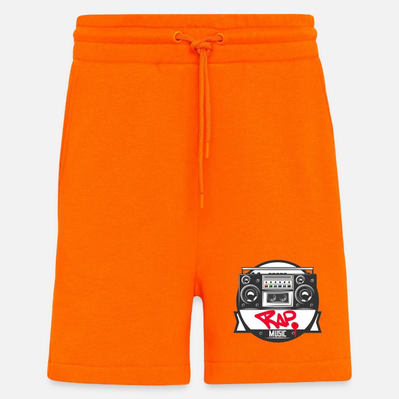 Jukebox Rap Logo Ghetto Blaster Graffiti - Short bio décontracté fabriqué en UE - SUNSET ORANGE