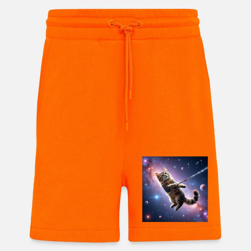 Chat dans l’espace - Short bio décontracté fabriqué en UE - SUNSET ORANGE