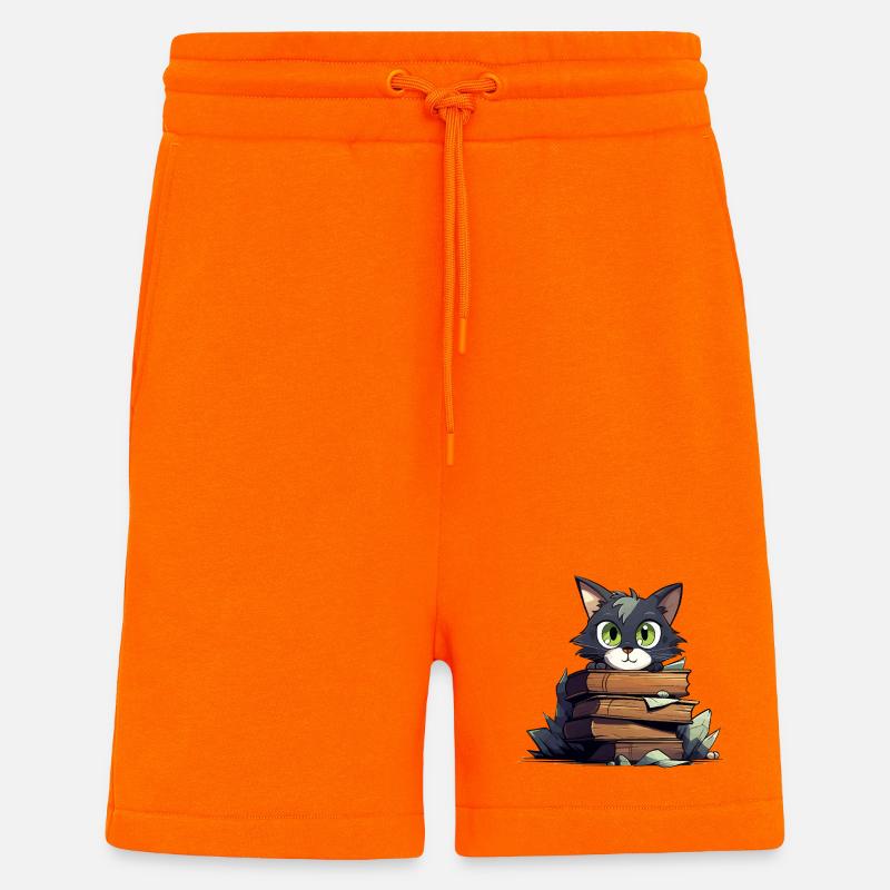 Cat Book Stack - Shorts - made by SPREAD - SUNSET ORANGE