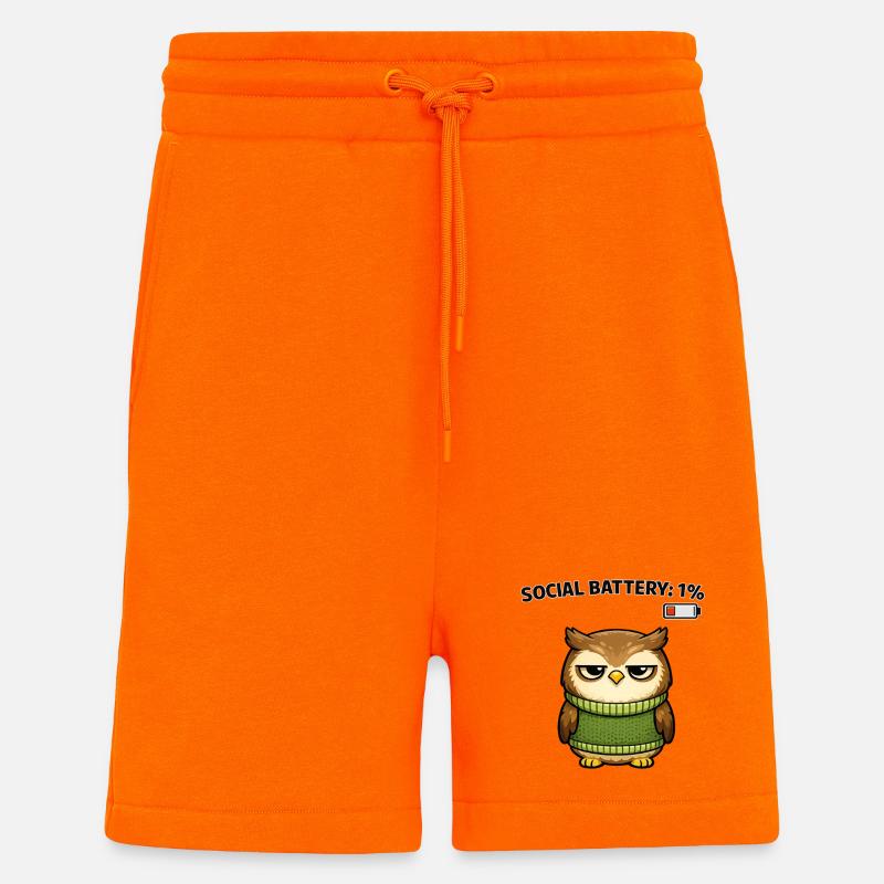 Pull hibou 1 % d’humour de batterie - Short bio décontracté fabriqué en UE - SUNSET ORANGE