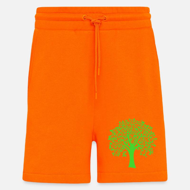 Silhouette à motif d’arbre jumbo vert - Short bio décontracté fabriqué en UE - SUNSET ORANGE
