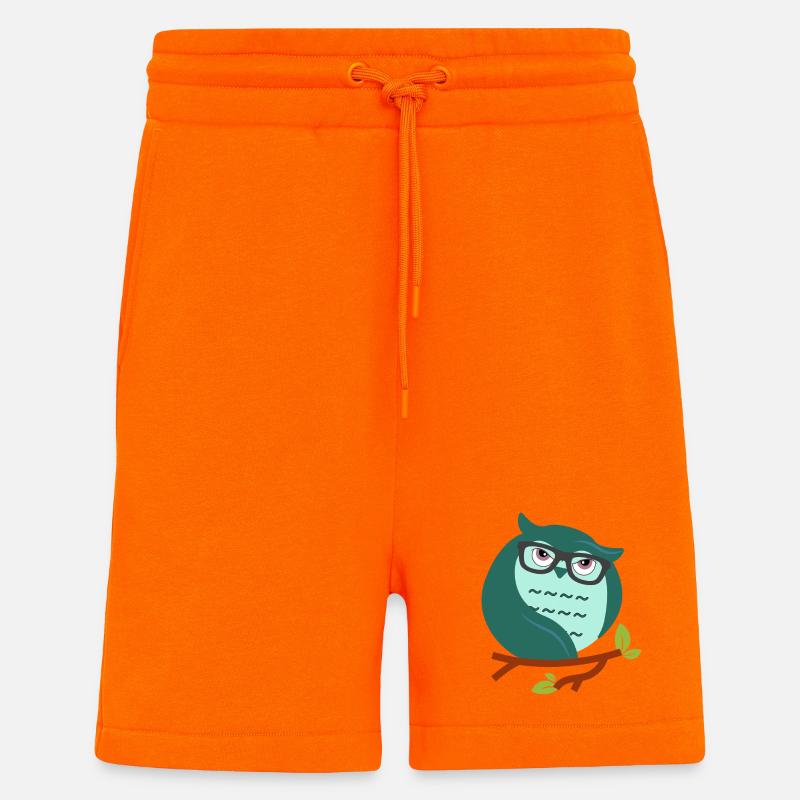 Cartoon-Eule mit schicke Brille - Shorts - made by SPREAD - SUNSET ORANGE