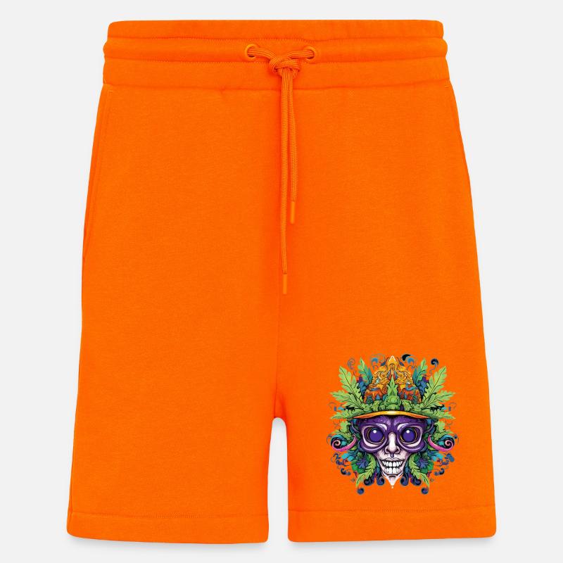 Psychedelic skull with leaf crown - Shorts - made by SPREAD - SUNSET ORANGE