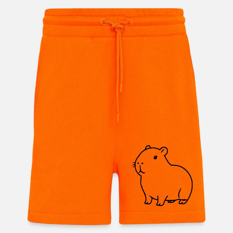 Capybara Wasserschwein schwarz - Shorts - made by SPREAD - SUNSET ORANGE