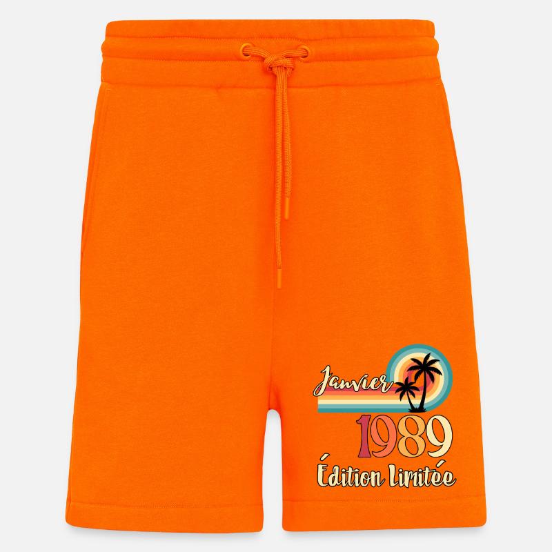 Janvier 1989 – Édition limitée rétro - Short bio décontracté fabriqué en UE - SUNSET ORANGE