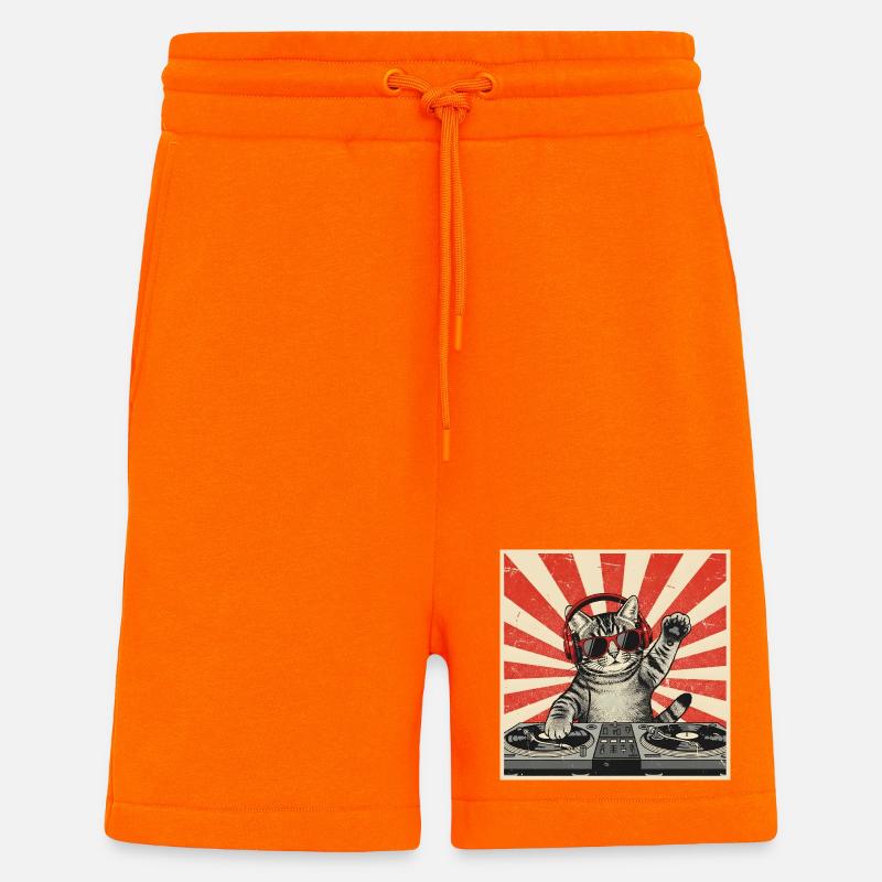 Katzen-DJ Retro Pop Art - Shorts - made by SPREAD - SUNSET ORANGE