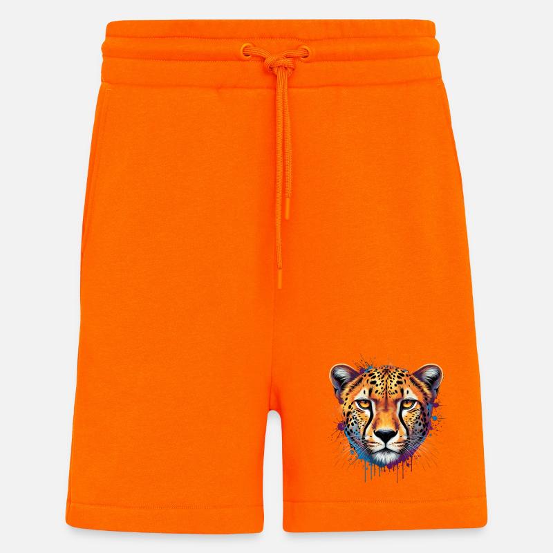 Bunter Leopard – Moderne Tier Illustration - Shorts - made by SPREAD - SUNSET ORANGE