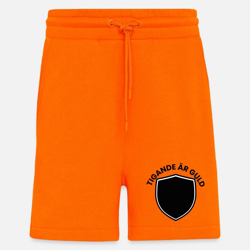 Schildemblem mit gebogenem Text - Shorts - made by SPREAD - SUNSET ORANGE