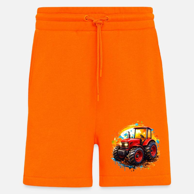 Roter Traktor mit Farbspritzern  - Shorts - made by SPREAD - SUNSET ORANGE