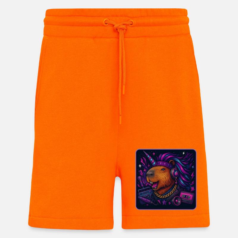 Capybara Einhorn Retro DJ - Shorts - made by SPREAD - SUNSET ORANGE