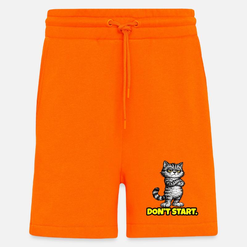 Don’t Start. – Grumpy Katze (Attitude) CAT - Short bio décontracté fabriqué en UE - SUNSET ORANGE