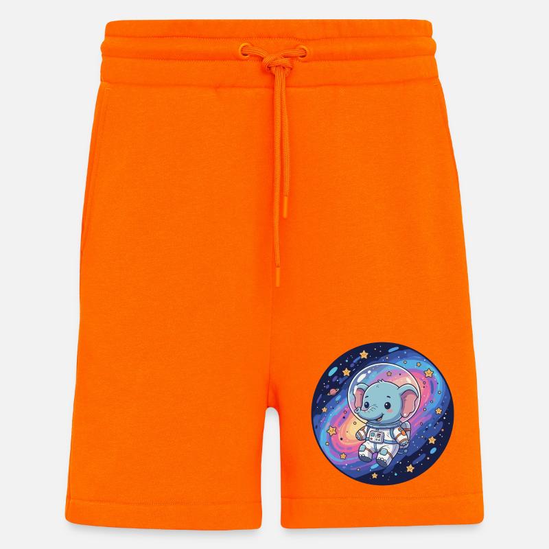 Éléphant spatial dans le casque d’astronaute - Short bio décontracté fabriqué en UE - SUNSET ORANGE