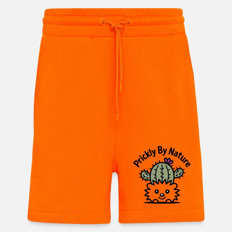 Cactus hérisson avec fleur - Short bio décontracté fabriqué en UE - SUNSET ORANGE