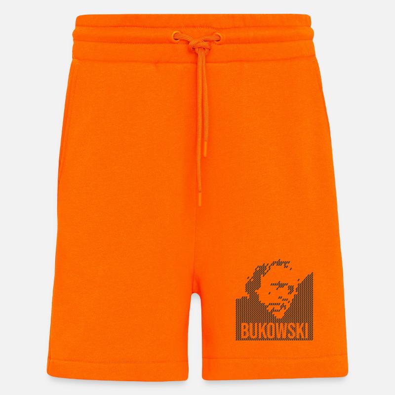 Charles Bukowski Conception du portrait - Short bio décontracté fabriqué en UE - SUNSET ORANGE