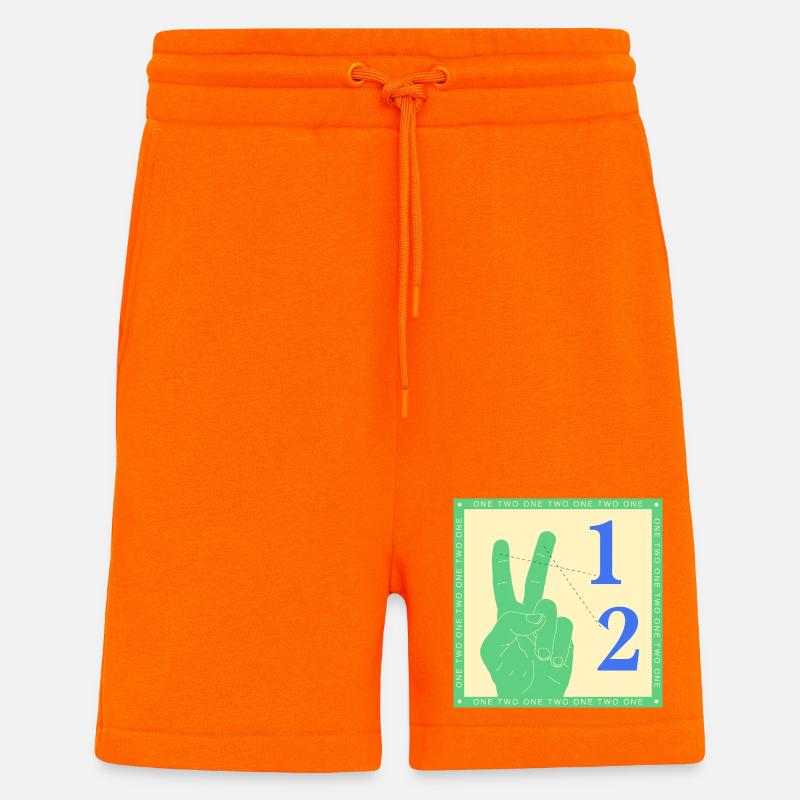 Retro One Two Counting Hand Graphic - Shorts - made by SPREAD - SUNSET ORANGE
