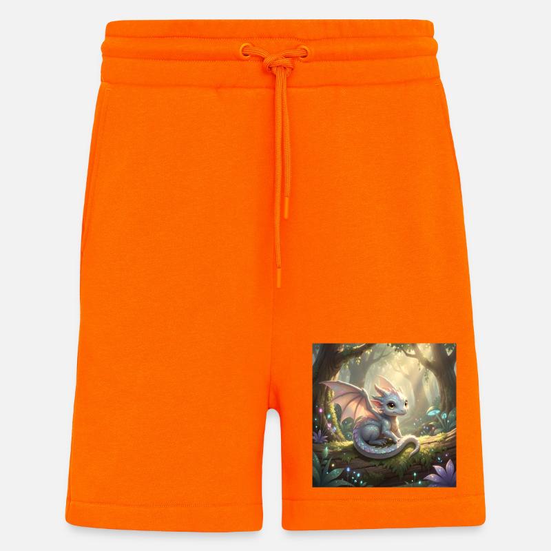 Petit Dragon mignon / Bébé Dragon - Short bio décontracté fabriqué en UE - SUNSET ORANGE